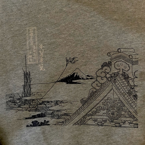 Hokusai Blue: Grey Crewneck Sweater - Picture 3 of 4